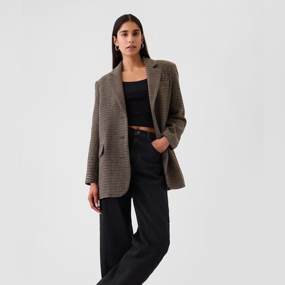 Gap Women’s relaxed oversized houndstooth blazer XS fully lined